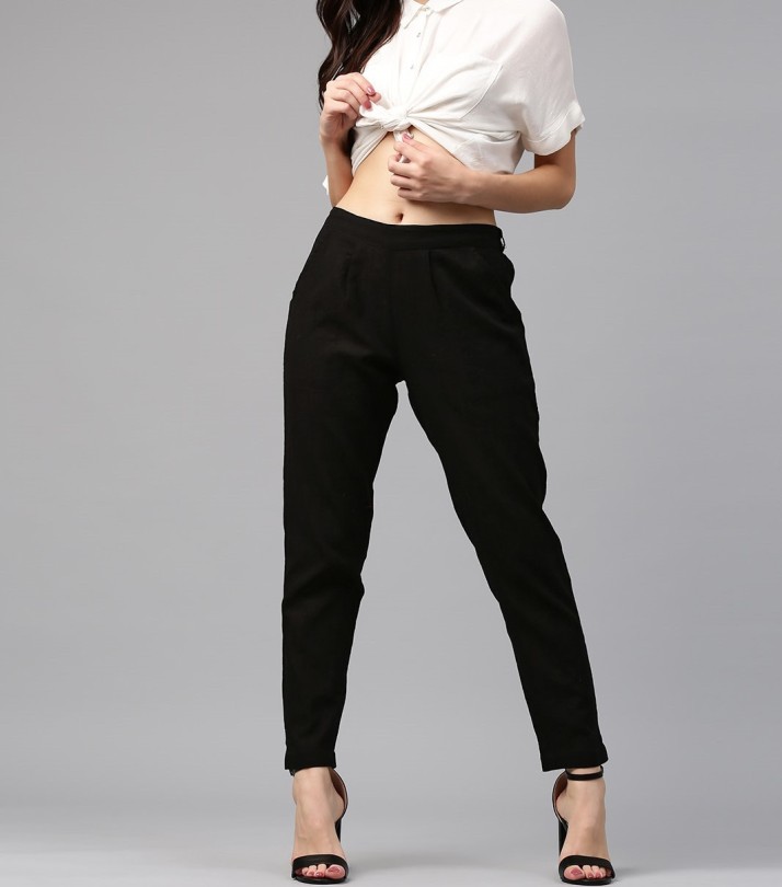 skinny fit black trousers women's