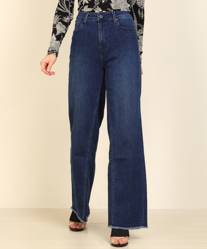 high waist wide leg jeans flipkart