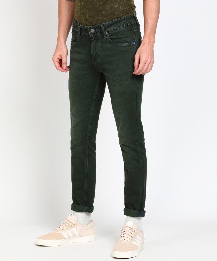 mens dark green skinny jeans