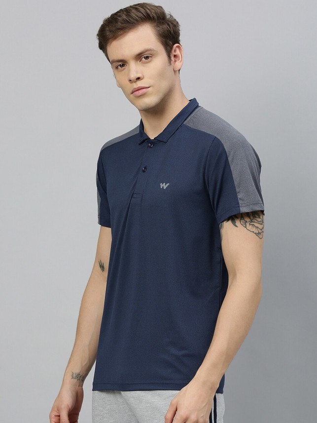 Wildcraft Solid Men Polo Neck Dark Blue 