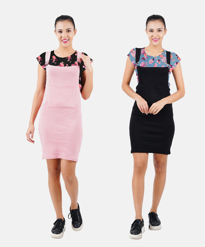 NOT Women Pink, Black Dungaree - Buy 