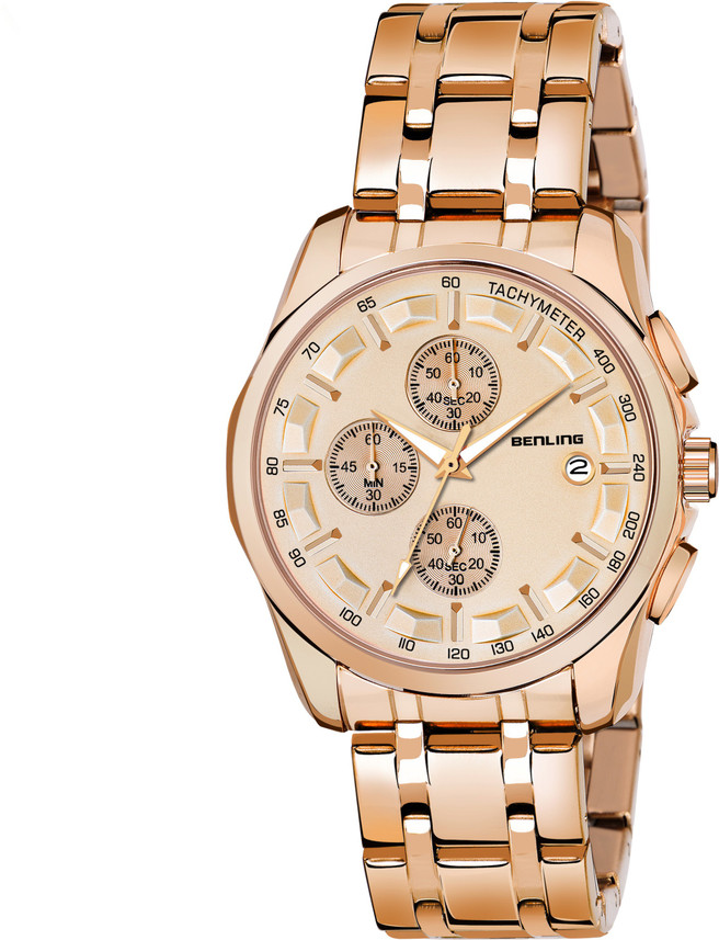 Benling Analog Watch - For Men - Buy Benling Analog Watch - For Men  BL-1008-RGOLD High Quality Original Golden Ion Plated Stainless Steel Chain  Chronograph Online at Best Prices in India | Flipkart.com