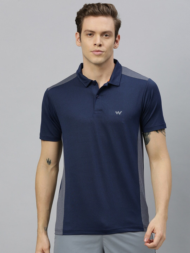 Wildcraft Solid Men Polo Neck Dark Blue 