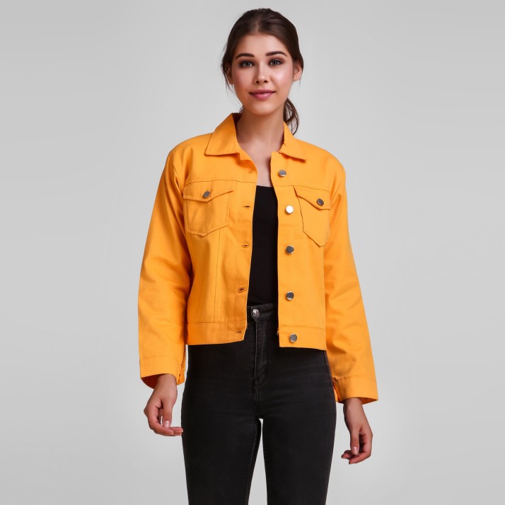 yellow denim jacket for ladies