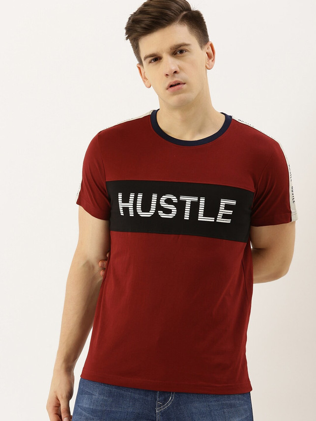 Moda Rapido Printed Men Round Neck Red 