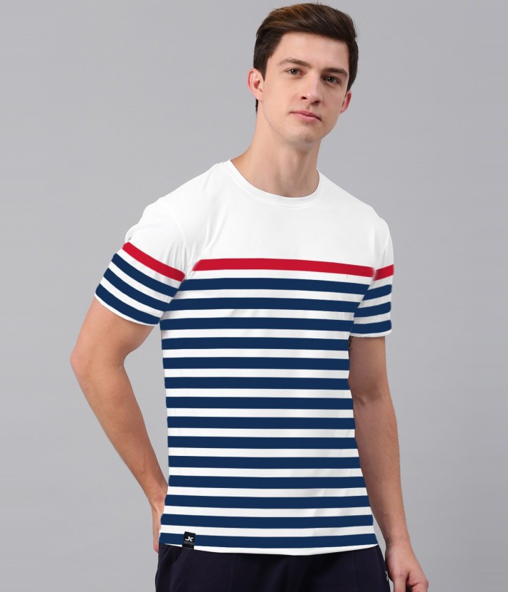 blue and white line t shirt