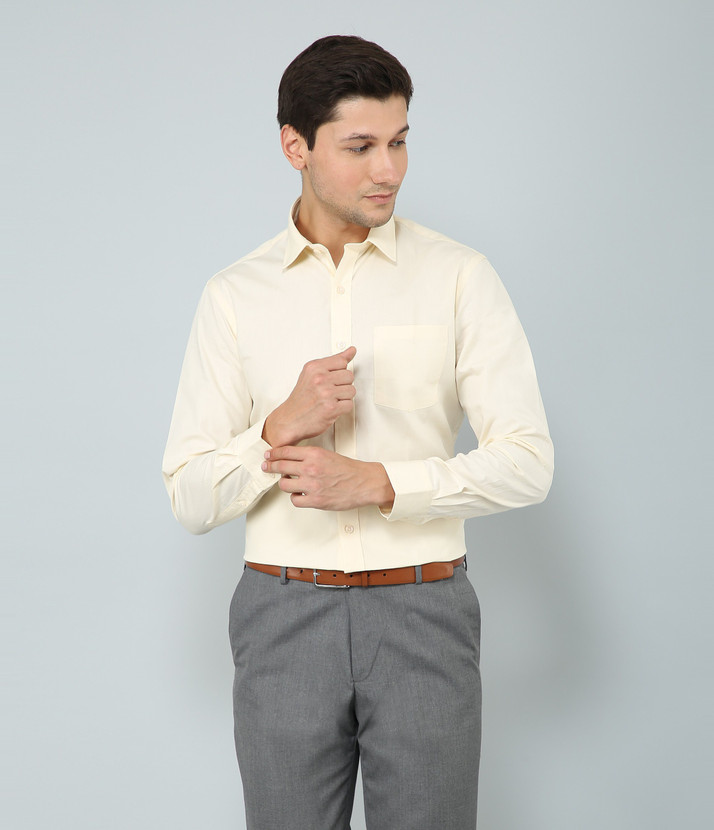 ARROW Men Solid Formal Cream Shirt 