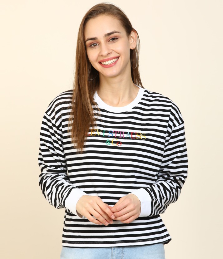 levi's black and white striped t shirt