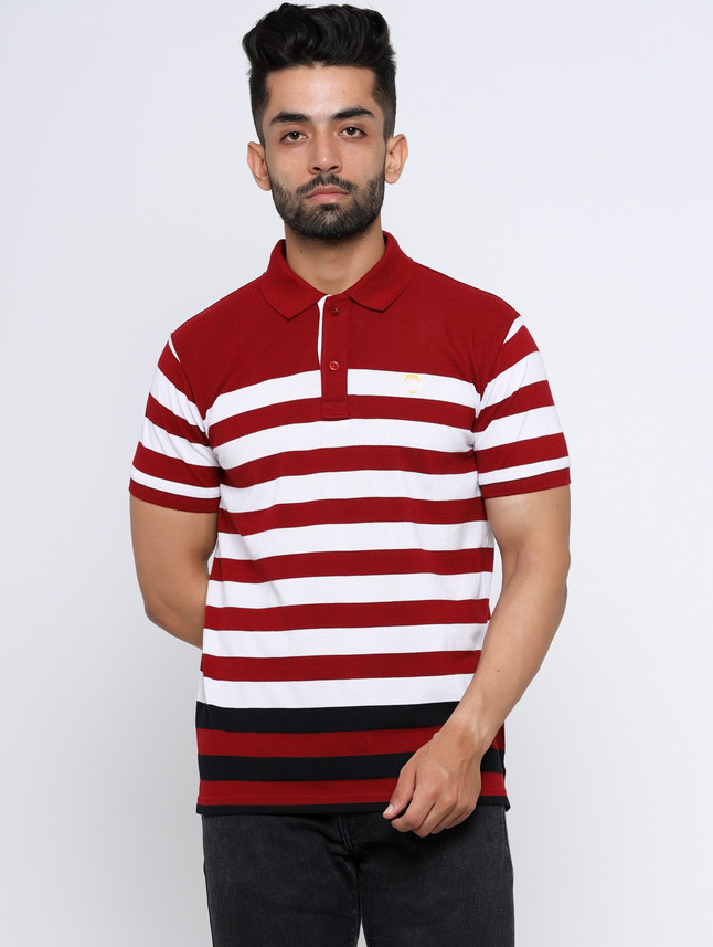 black and white striped polo t shirt