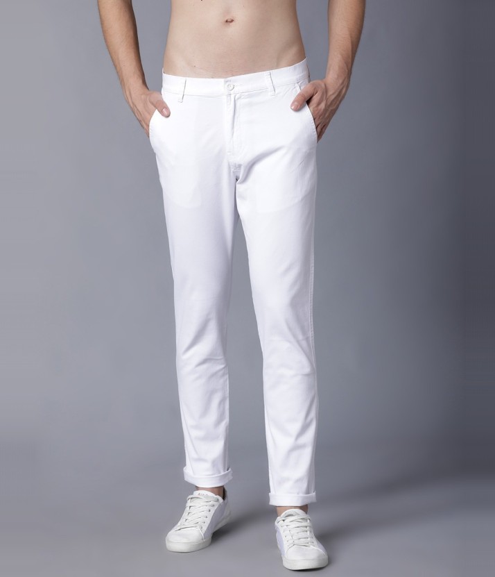 skinny fit white trousers