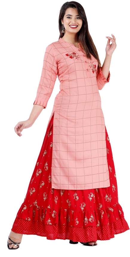 flipkart long kurti with skirt