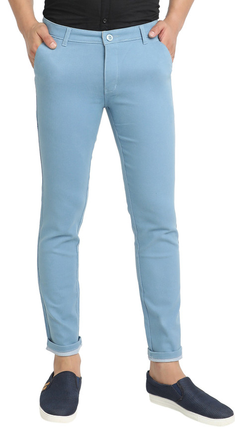 white luxury Slim Men Light Blue Jeans 