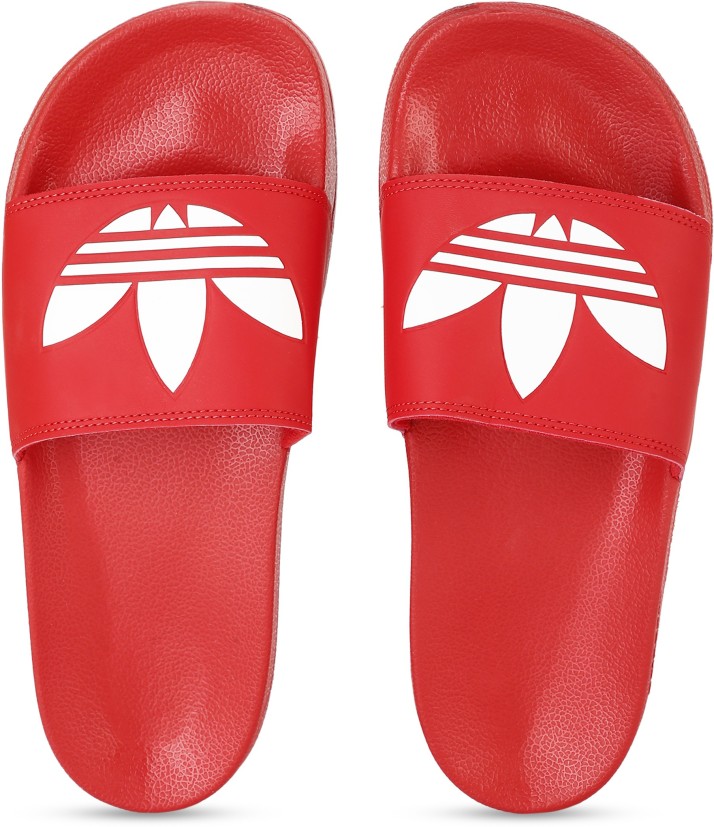 red white adidas slides