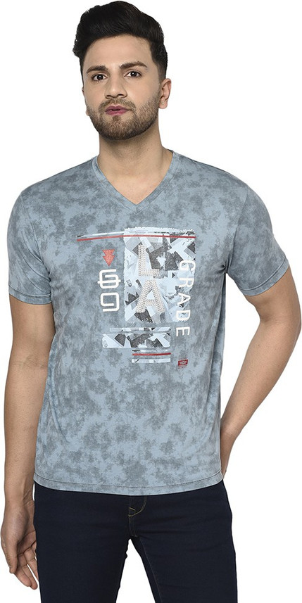 Buy DUKE Printed Men V Neck Multicolor 