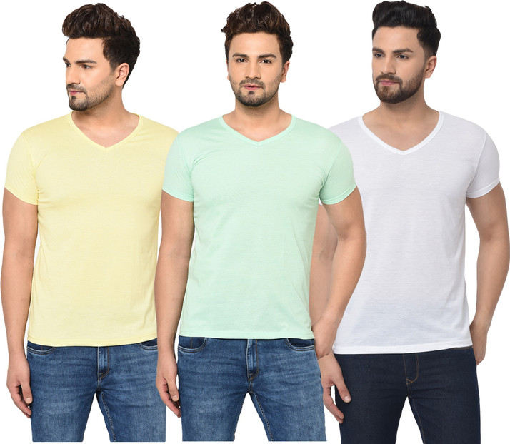 Design Men V Neck Multicolor T-Shirt 
