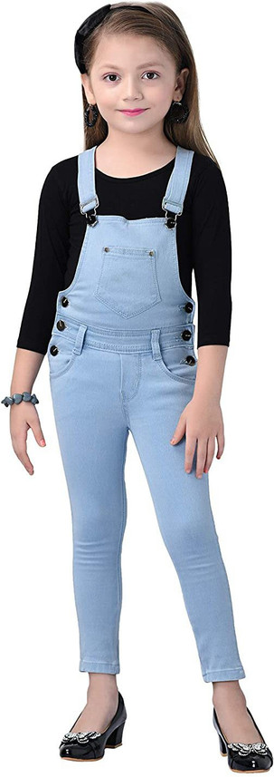 D-BIRD Dungaree For Girls Casual Solid 