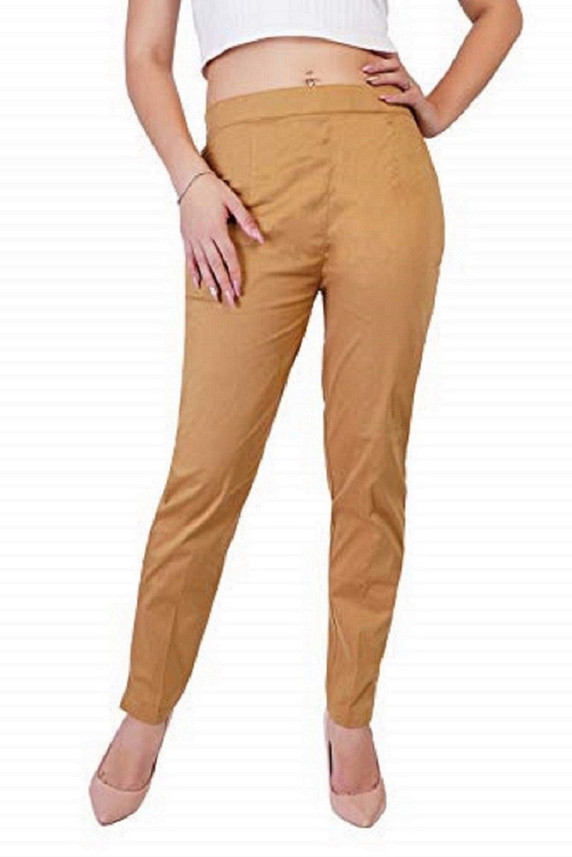NJ's Slim Fit Women Gold Trousers - Buy 