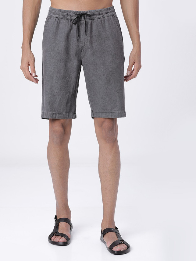 HIGHLANDER Solid Men Grey Denim Shorts 