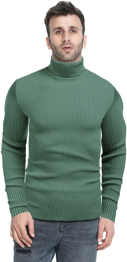 green high neck sweater