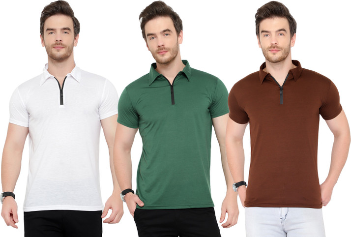 Tivy Solid Men Polo Neck Multicolor T 