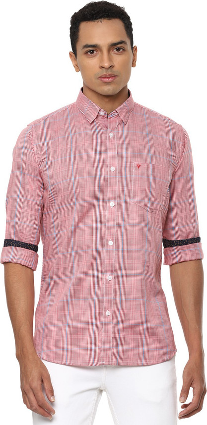 VAN HEUSEN Men Checkered Casual Red 