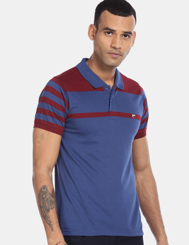 RUGGERS Striped Men Polo Neck Blue T 