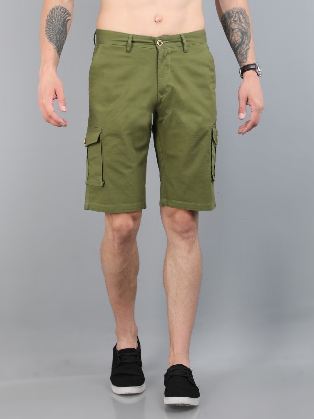 olive green cargo shorts for men