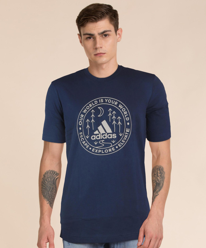 ADIDAS Printed Men Round Neck Blue T-Shirt - Buy ADIDAS Printed Men Round  Neck Blue T-Shirt Online at Best Prices in India | Flipkart.com