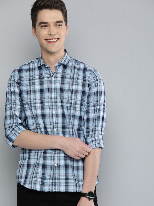 Harbour Men Checkered Casual Blue Shirt 