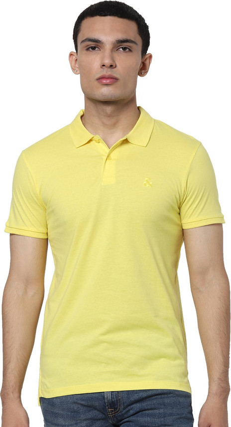 JACK \u0026 JONES Solid Men Polo Neck Yellow 