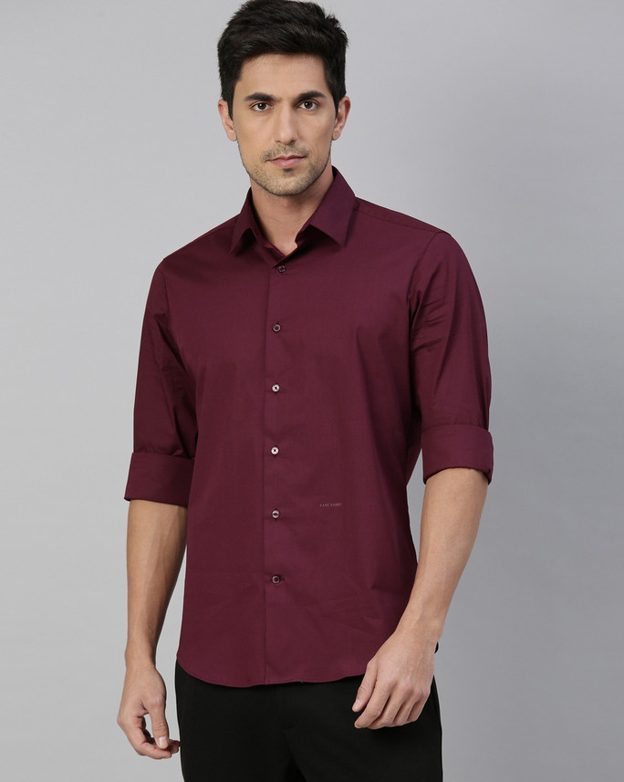 RARE RABBIT Men Solid Casual Maroon 