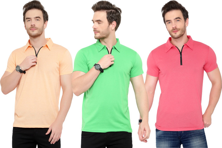 Tivy Solid Men Polo Neck Multicolor T 