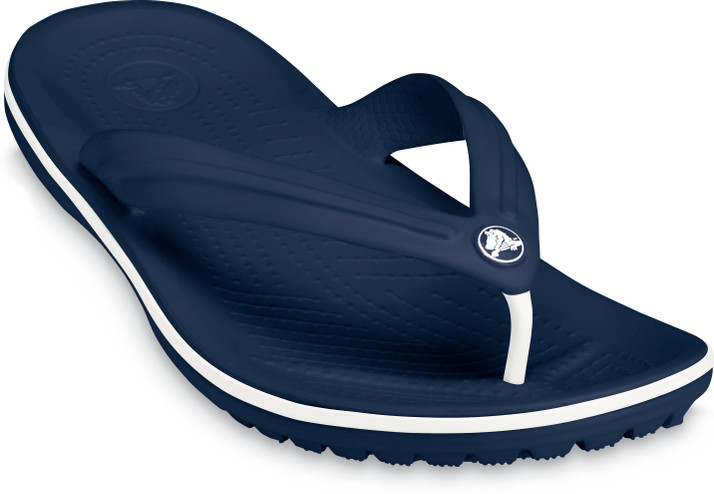 navy blue croc flip flops
