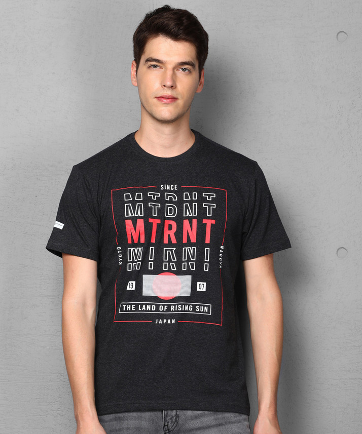 METRONAUT Printed Men Round Neck Black 