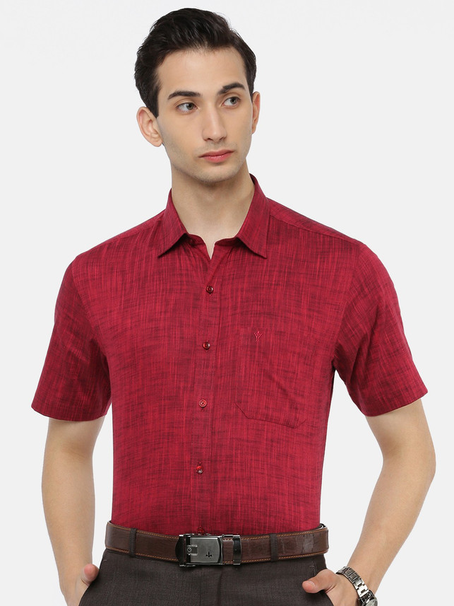 Ramraj Cotton Men Solid Formal Red 