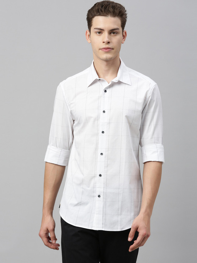RARE RABBIT Men Checkered Casual White 