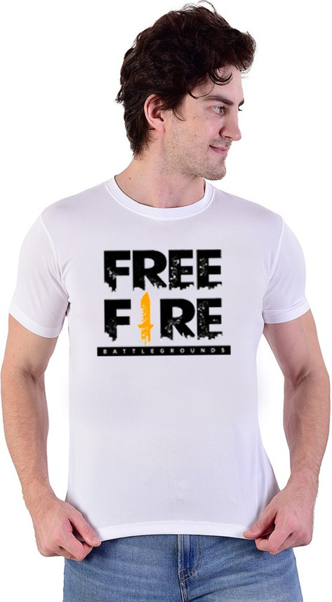 Buy QFB Printed Men Round Neck White T 