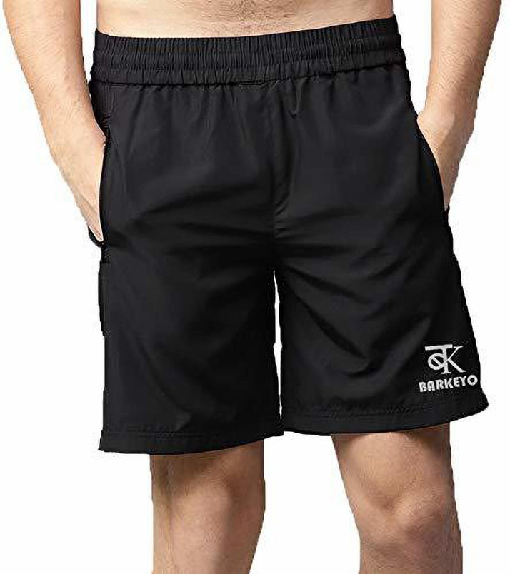 Barkeyo Solid Men Black Night Shorts 