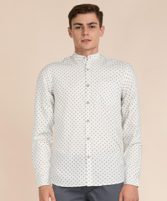 flying machine men printed casual white shirt