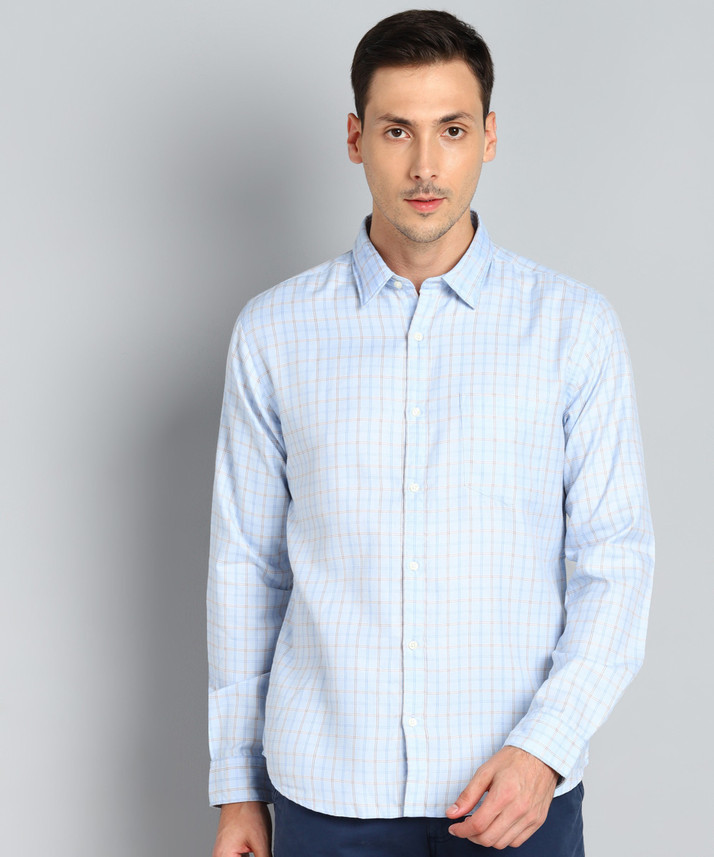 PARX Men Checkered Casual Light Blue 