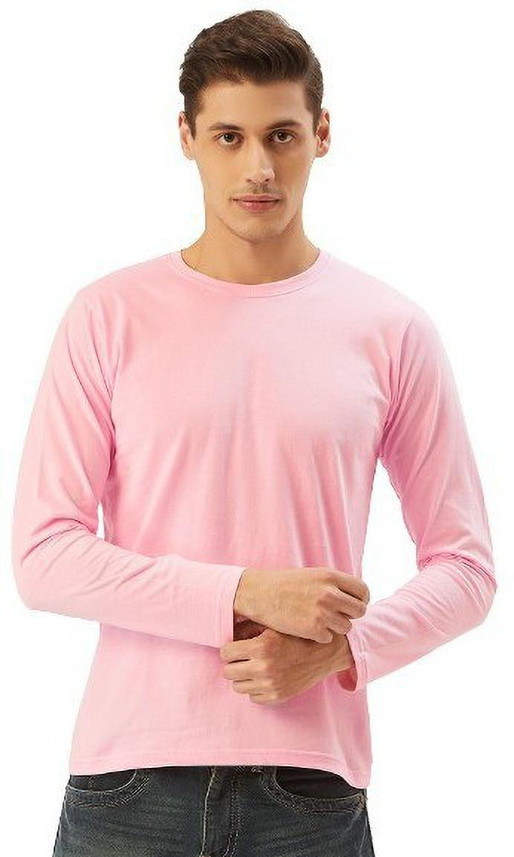 PRINTOCTOPUS Solid Men Round Neck Pink 