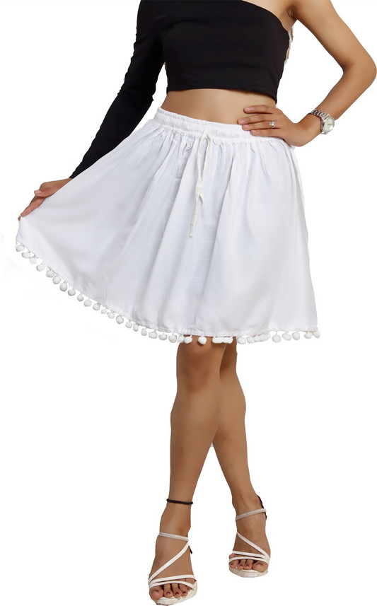 Anha Creations Solid Women Flared White 