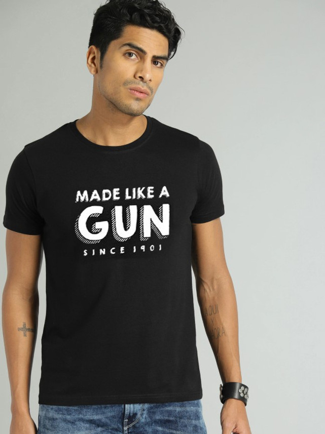 DaDobby Printed Men Round Neck Black T 