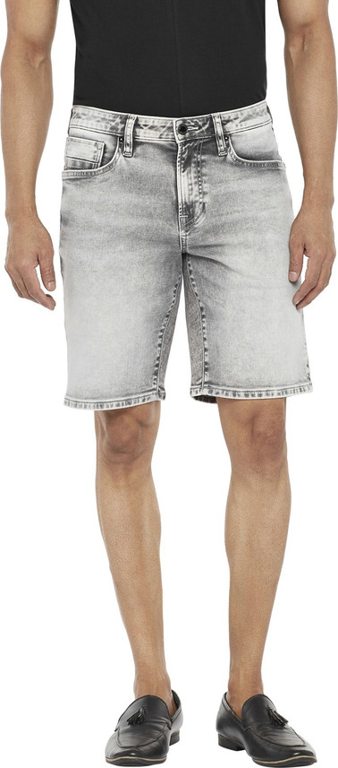 EVERBLUE Washed Men Black Denim Shorts 