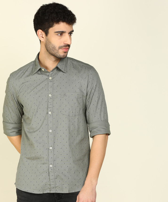 PARX Men Printed Casual Grey Shirt 