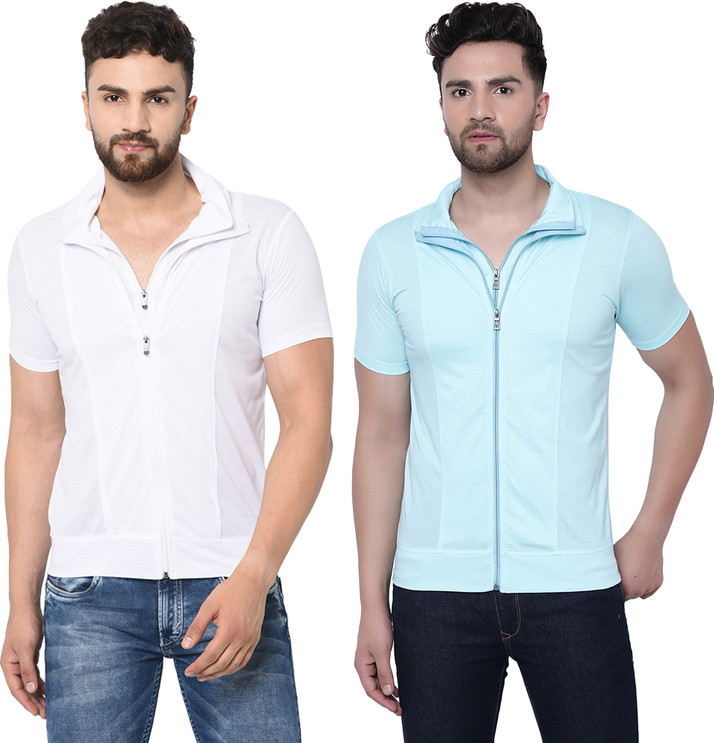 Buy Croyant Solid Men Polo Neck White 
