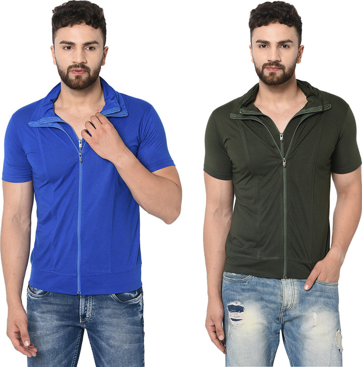 Jangoboy Solid Men Polo Neck Dark Blue 