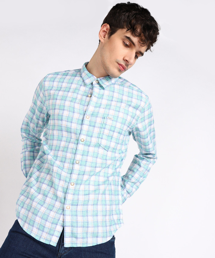 Pepe Jeans Men Checkered Casual Blue 
