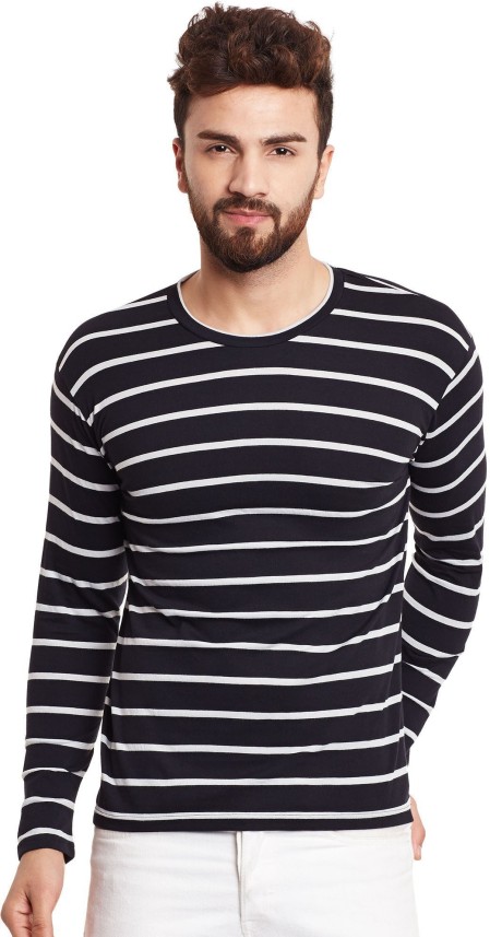 white and black striped t shirt