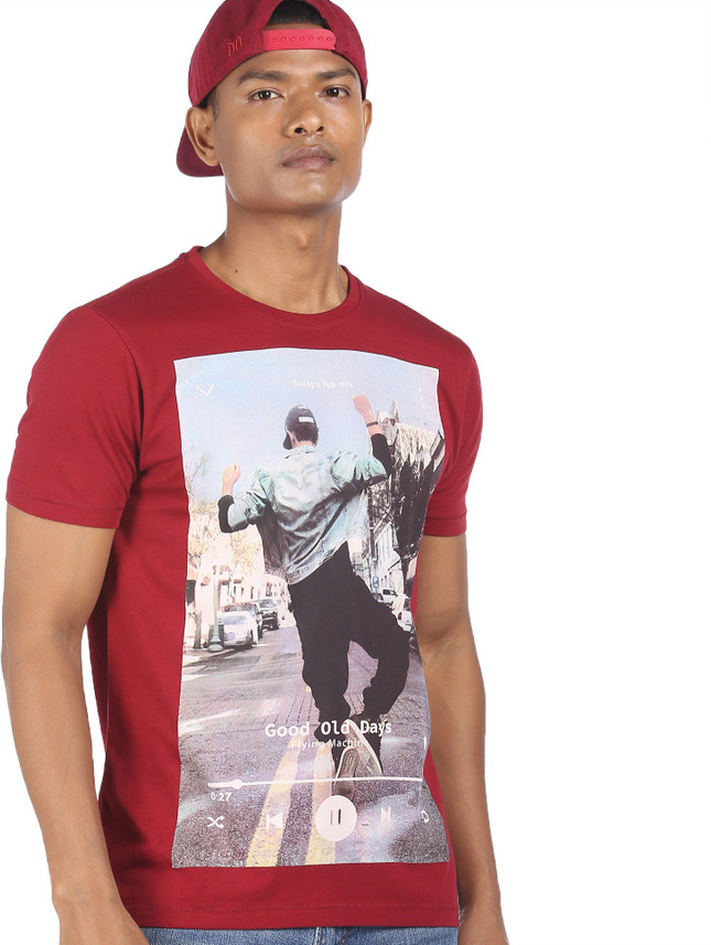FLYING MACHINE Printed Men Round Neck 